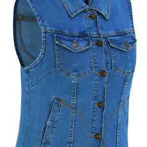 DM943  Women's Blue Denim Snap Front Vest