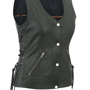 DS285 Women's Vest with Grommet and Lacing Accents