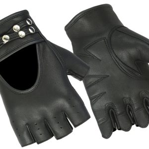 DS85 Women's Fingerless Glove with Rivets Detailing