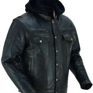 DS782 Men's Lightweight Drum Dyed Distressed Naked Lambskin Jacket