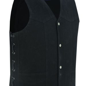 DM911 Men's Traditional Denim Vest with Side Laces