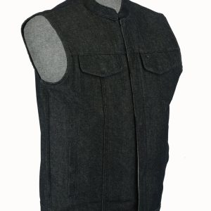 DM977 Men's Rough Rub-Off Raw Finish Denim Vest