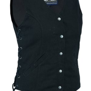 DM908  Women's Denim Longer Body &frac 34; Vest - Side Laces