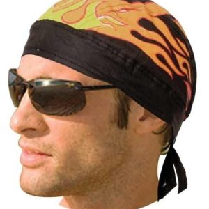 HW2682 Headwrap Black with Flames