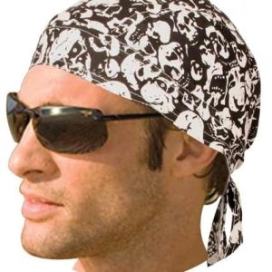 HW2685 Headwrap White Skulls