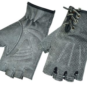 DS74 Women's Washed-Out Gray Perforated Fingerless Glove
