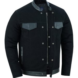 DM988 Men's Full Cut Denim Shirt W/Leather Trim