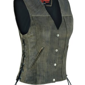 DS207 Women's Antique Brown Single Back Panel Concealed Carry Vest