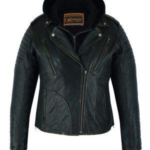 DS878 Women's Lightweight Drum Dyed Distressed Naked Lambskin M/C Jac