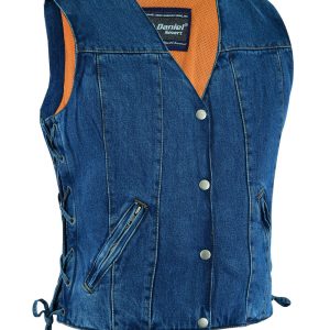 DM997 Women's Single Back Panel Concealed Carry Denim Vest - Blue