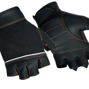 DS2429 Women's Fingerless Glove with Orange Stitching Details