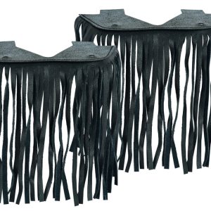 B1004 Black Leather Floor Boards with Fringe - Small