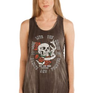 7509CHAR Long Live The Brave Skull and Roses