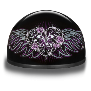 D6-BWH D.O.T. DAYTONA SKULL CAP - W/ BARBED WIRE HEART