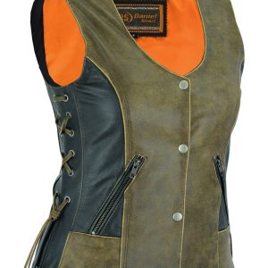 DS298 Women's Vest with Grommet and Lacing Accents - Two Tone