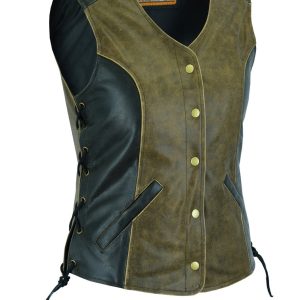 DS214  Women's Stylish Longer Body &frac34; Vest - Side Laces - Two Tone