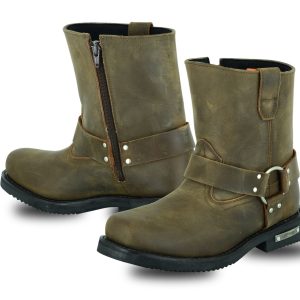 DS9742 Men's Side Zipper Waterproof Boots- Brown