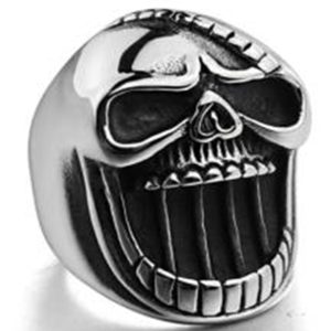 R101 Stainless Steel Big Face Skull Biker Ring