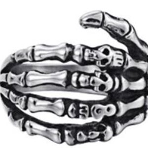 R104 Stainless Steel Skull Fingers Biker Ring