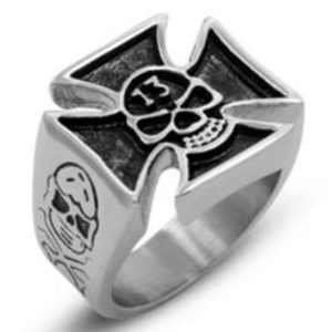 R106 Stainless Steel Skull 13 Biker Ring