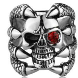R112 Stainless Steel Claw Face Skull Biker Ring