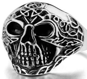 R131 Stainless Steel Forward Face Skull Biker Ring