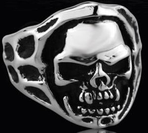 R132 Stainless Steel Open Face Skull Biker Ring