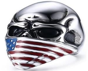 R165 Stainless Steel Flag Face Biker Ring