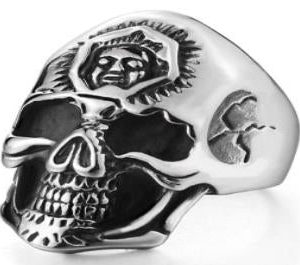 R182 Stainless Steel 3rd Eye Skull Biker Ring