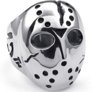 R192 Stainless Steel Jason Face Biker Ring