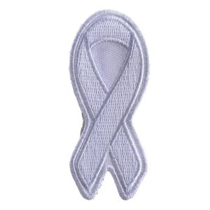P3778 White Lung Cancer Awareness Ribbon Patch