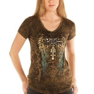 7778 Short Sleeve Teal Gradient Wings and Cross