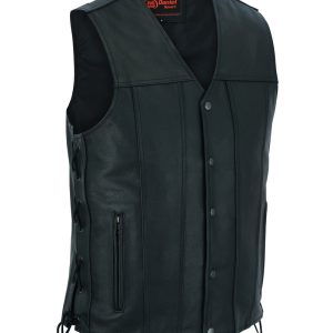 DS161TALL Men's Tall Classic Tapered Bottom Biker Leather Vest