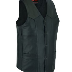 DS162TALL Men's Tall Classic Biker Leather Vest