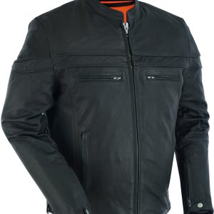 DS768 Men's Sporty Lightweight Leather Cross Over Jacket