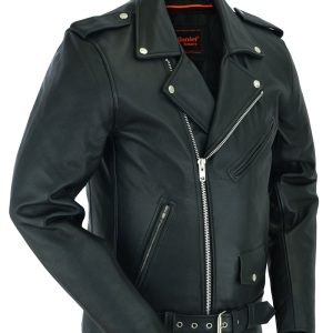 DS712TALL Men's Classic Plain Side Police Style M/C Jacket - TALL