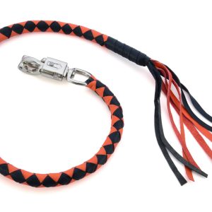 GBW202 Leather Biker Whip-Orange/Black