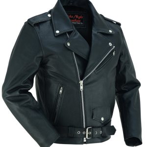 DS710 Economy Motorcycle Classic Biker Leather Jacket - Plain Sides