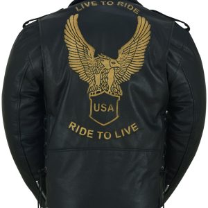 DS759 Men's Eagle Embossed Live To Ride - Ride To Live Classic Black
