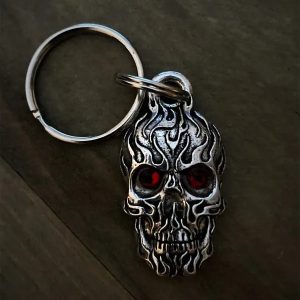 BBK-111 Flame Skull Diamond Keychain