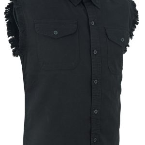 DM6001 Men's Black Lightweight Sleeveless Denim Shirt