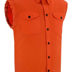 DM6003 Men's Orange Lightweight Sleeveless Denim Shirt