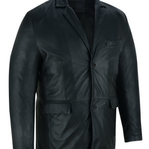 Retro Trim Men's Sheep Skin Leather Blazer