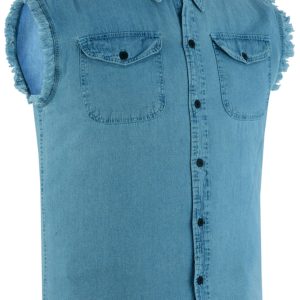 DM6002 Men's Blue Lightweight Sleeveless Denim Shirt