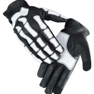 Glow Bones Black and White Leather Skeleton Glove