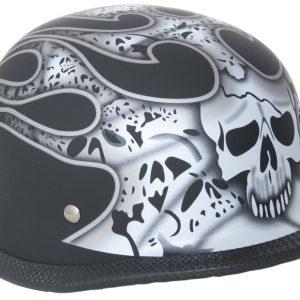 H11SV Premium Smallest Novelty German Silver Skull & Flames/Flat Black
