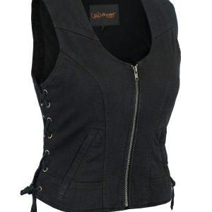 DM942BK Women's Stylish Black Denim Vest