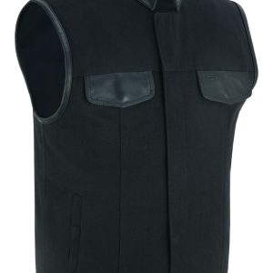 DS685 Canvas Material Single Back Panel Concealment Vest W/Leather Trimming