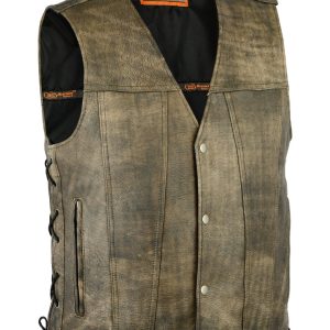 DS107 Men's Antique Brown Single Back Panel Concealed Carry Vest