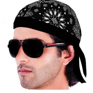 HW2605 Headwrap Paisley Lined Black